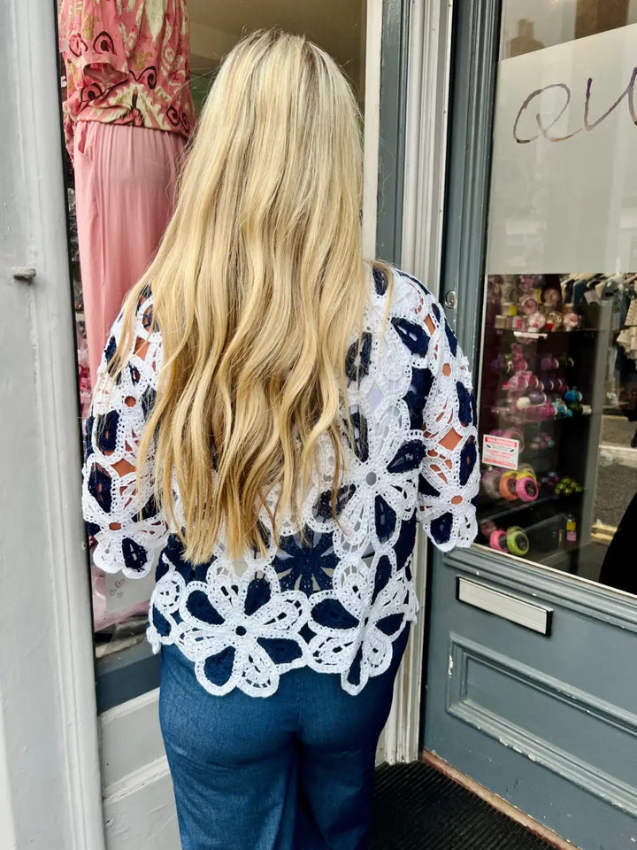 Courtney Flower Crochet NAVY
