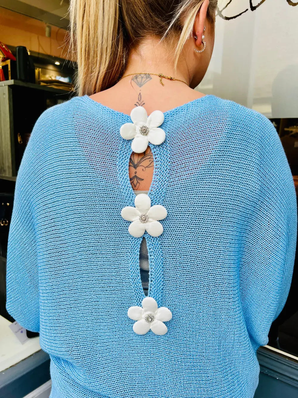 Daisy Back Jumper SKYE BLUE