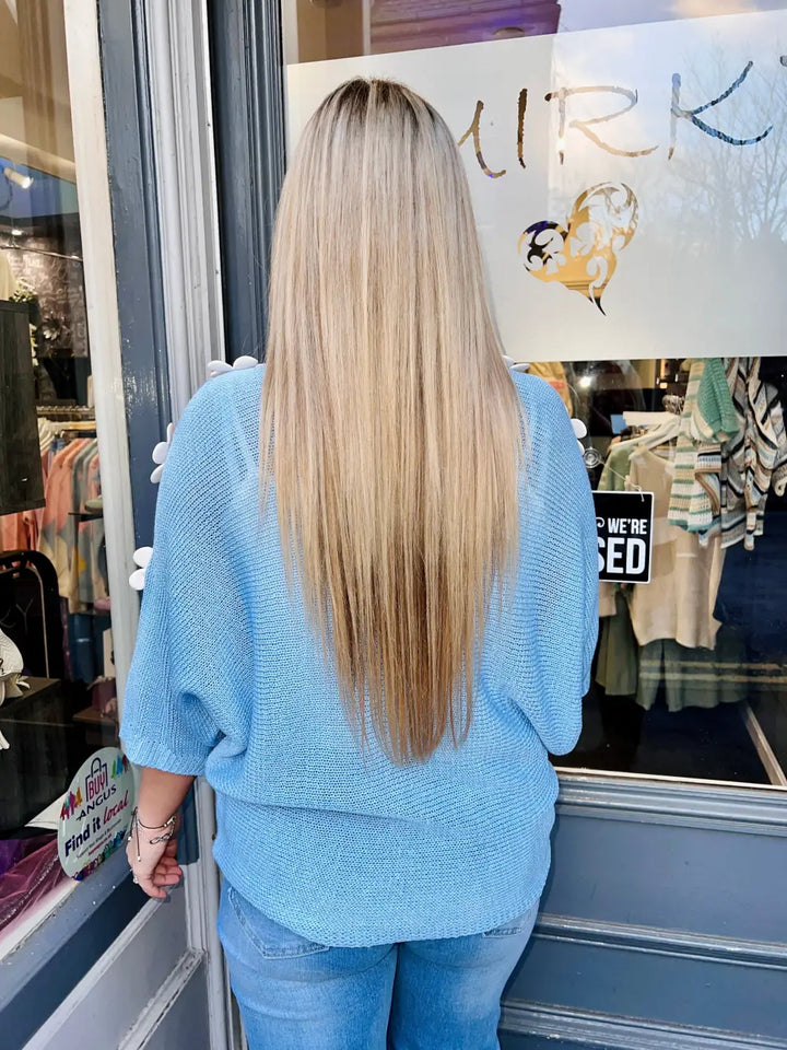 Daisy Embellished Sleeve Knit SKYE BLUE - Knitwear