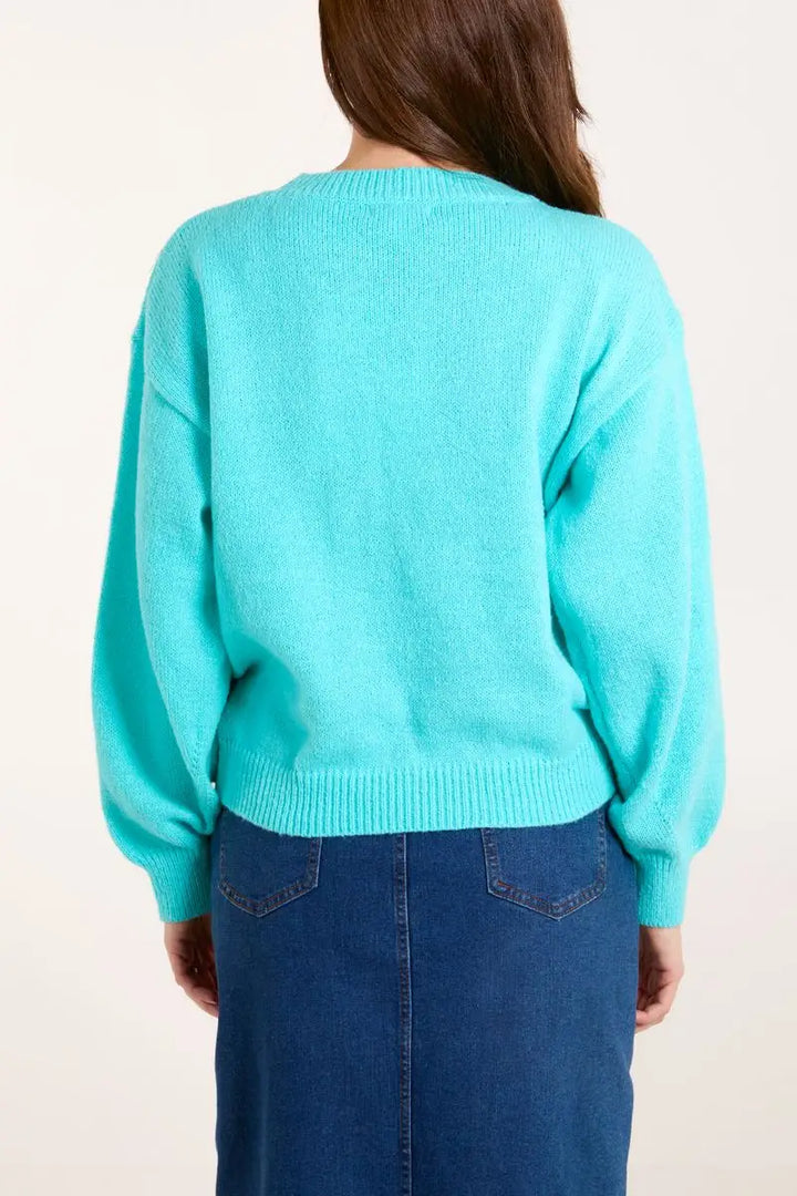 Daisy Knitted Jumper AQUA - Knitwear