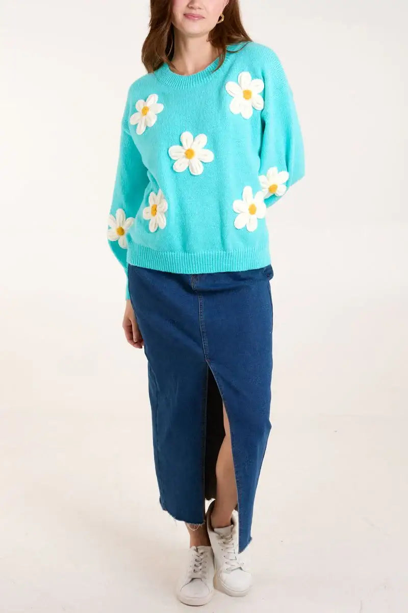 Daisy Knitted Jumper AQUA - Knitwear