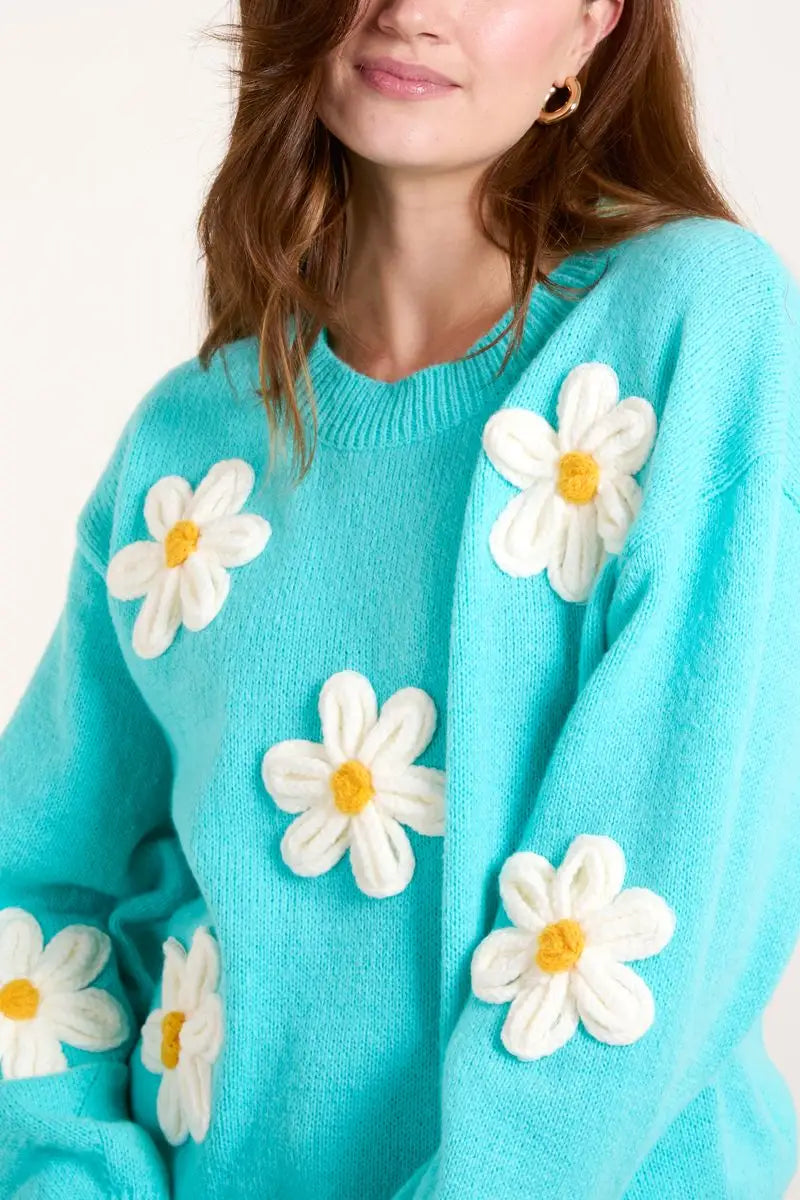 Daisy Knitted Jumper AQUA - Knitwear