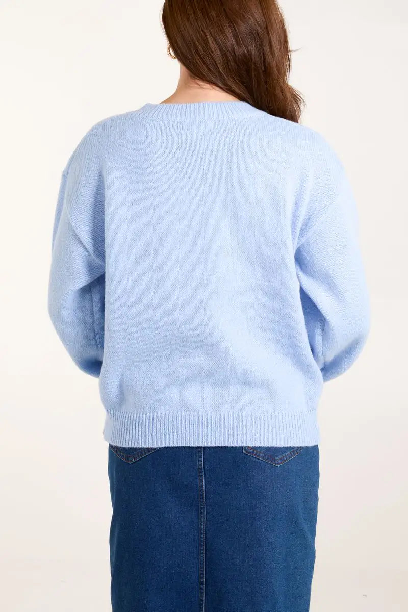 Daisy Knitted Jumper PALE BLUE - Knitwear