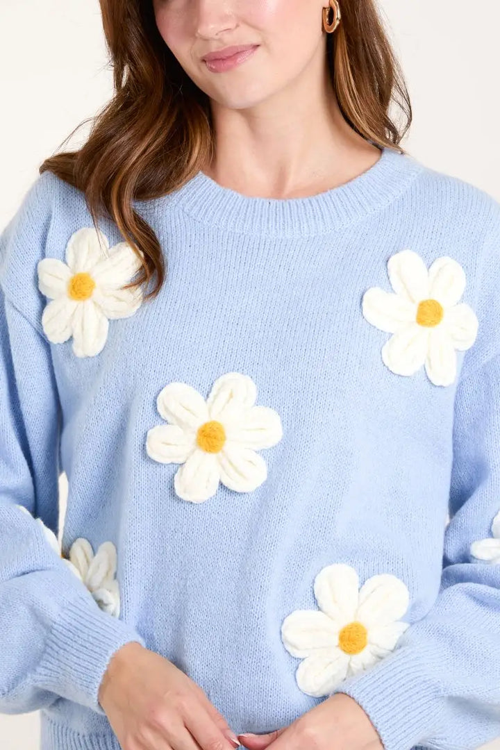 Daisy Knitted Jumper PALE BLUE - Knitwear