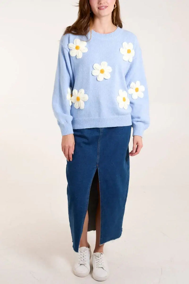 Daisy Knitted Jumper PALE BLUE - Knitwear