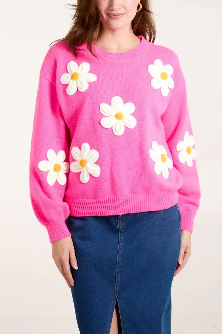 Daisy Knitted Jumper PINK - S/M 8-12 - Knitwear