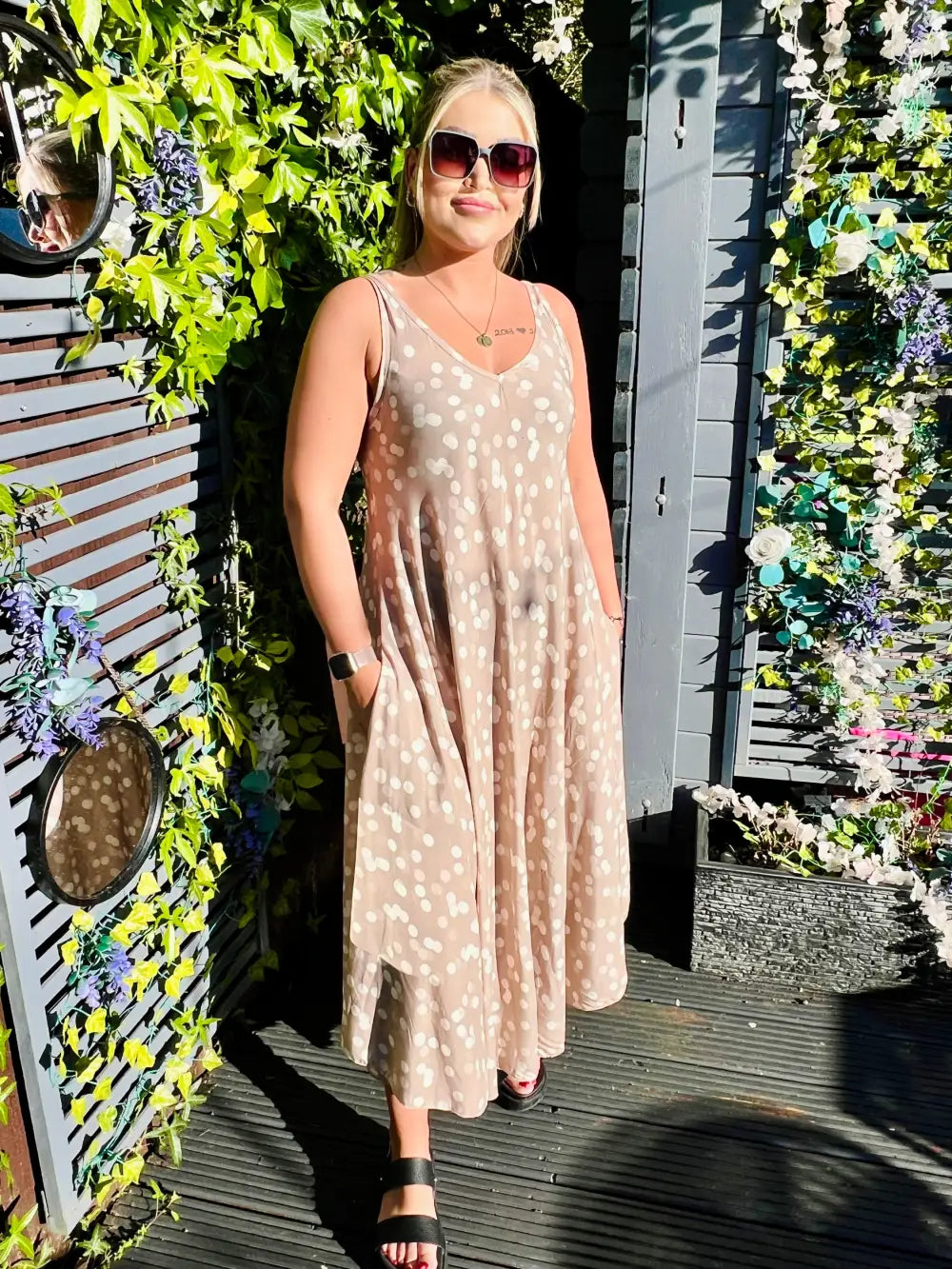 Dakota Polka Dot Dress BEIGE