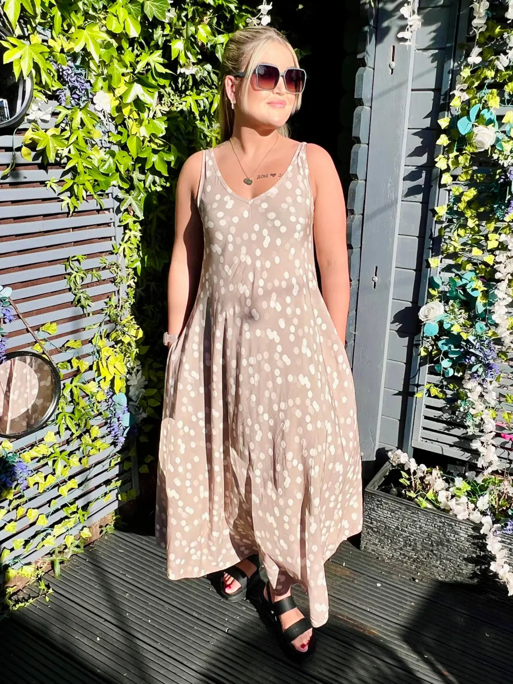 Dakota Polka Dot Dress BEIGE