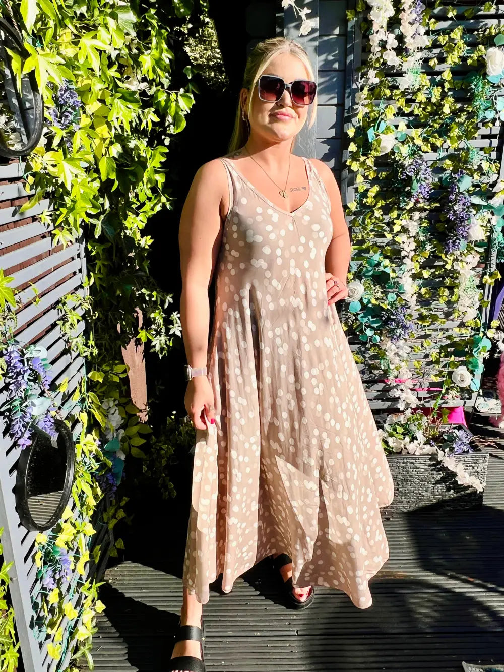 Dakota Polka Dot Dress BEIGE
