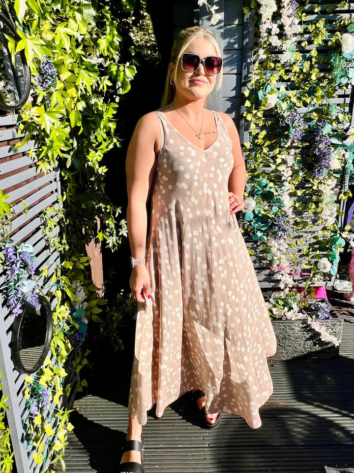 Dakota Polka Dot Dress BEIGE