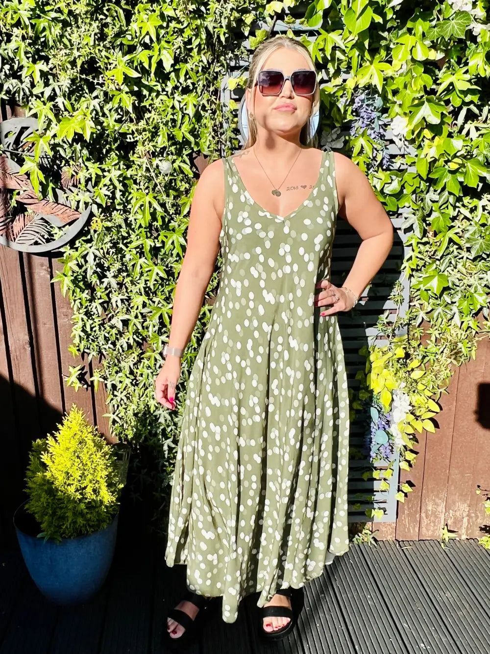 Dakota Polka Dot Dress KHAKI