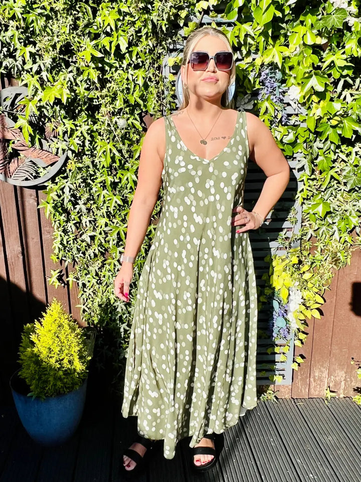 Dakota Polka Dot Dress KHAKI