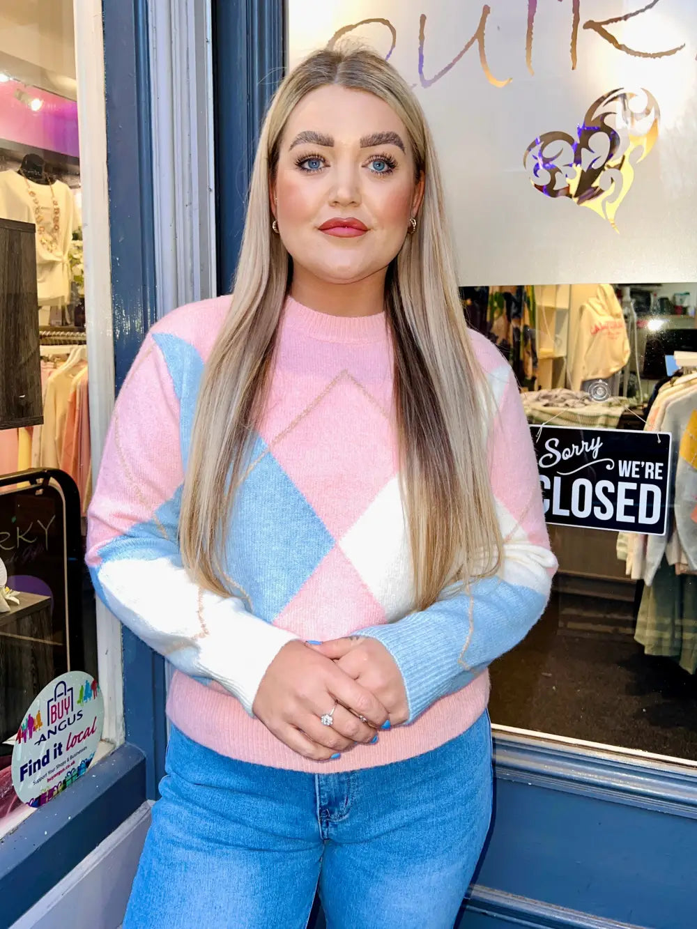 Darci Argyle Print Jumper PINK