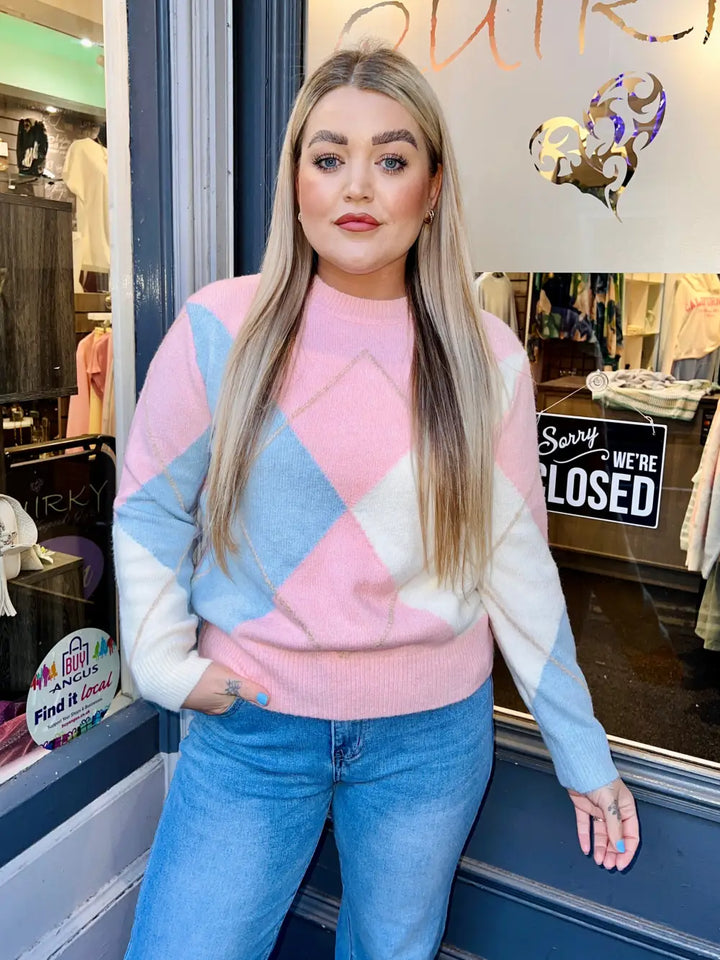 Darci Argyle Print Jumper PINK