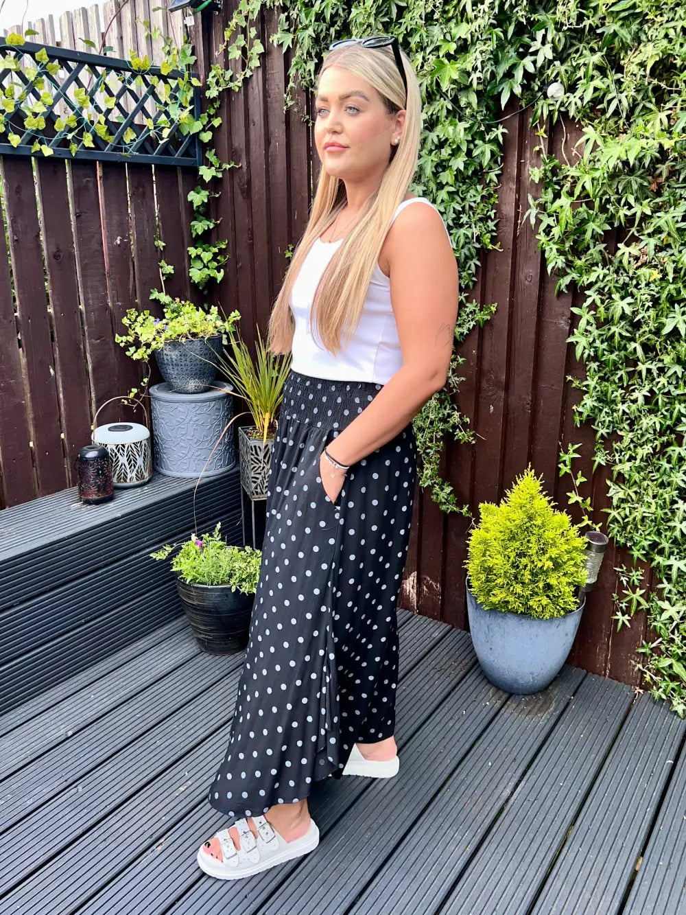 Daryn Spotted Scoop Trousers BLACK