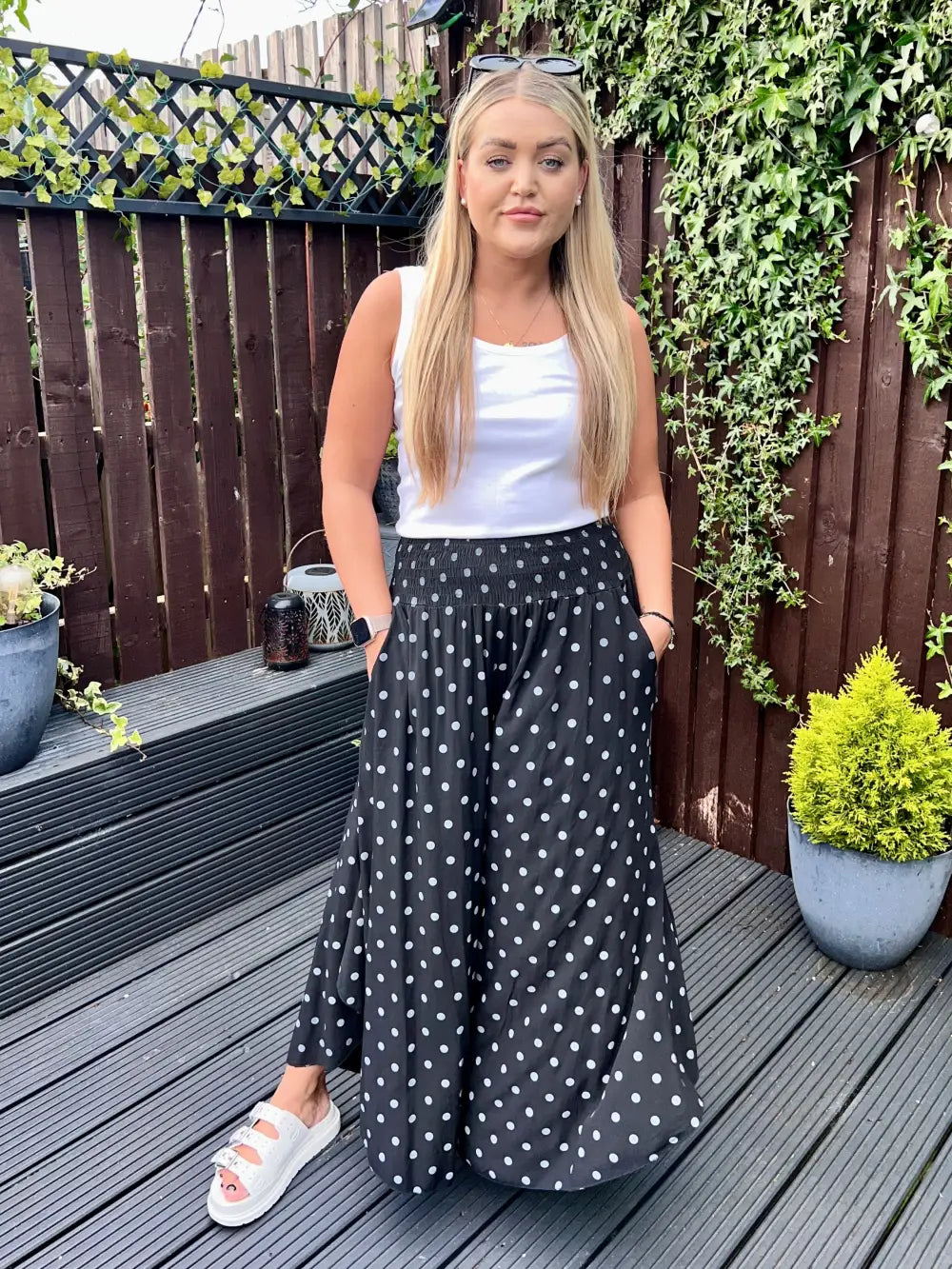 Daryn Spotted Scoop Trousers BLACK