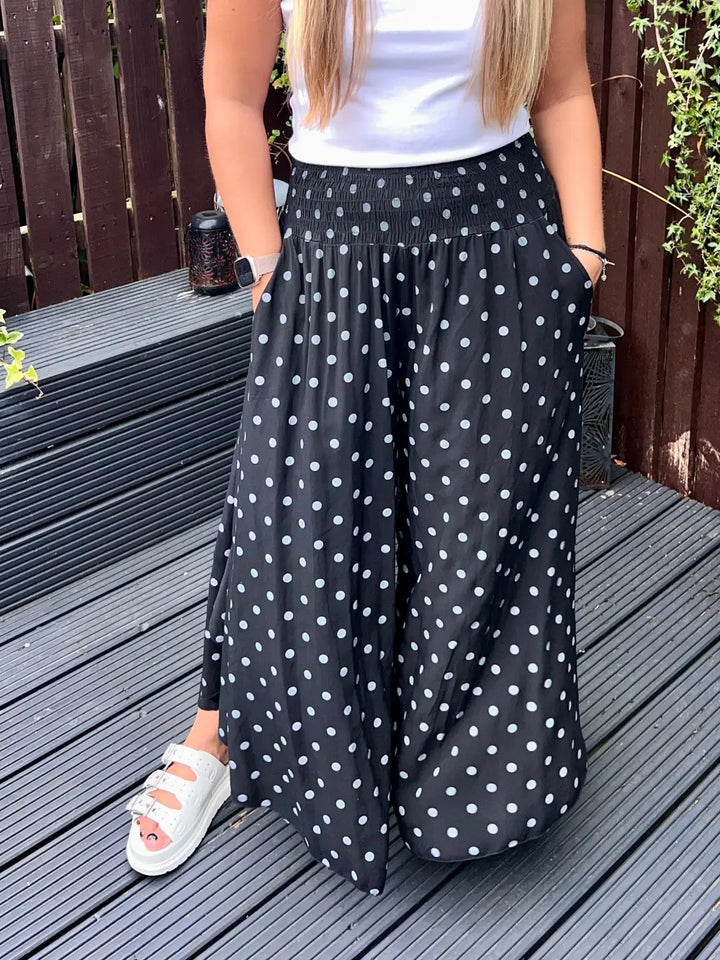Daryn Spotted Scoop Trousers BLACK