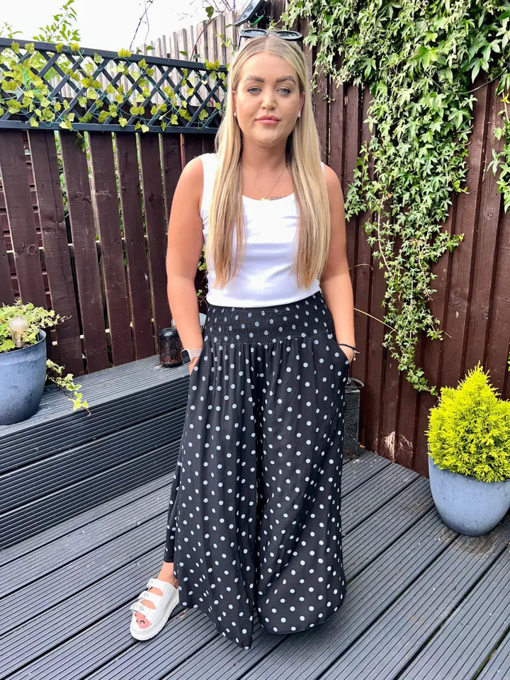 Daryn Spotted Scoop Trousers BLACK