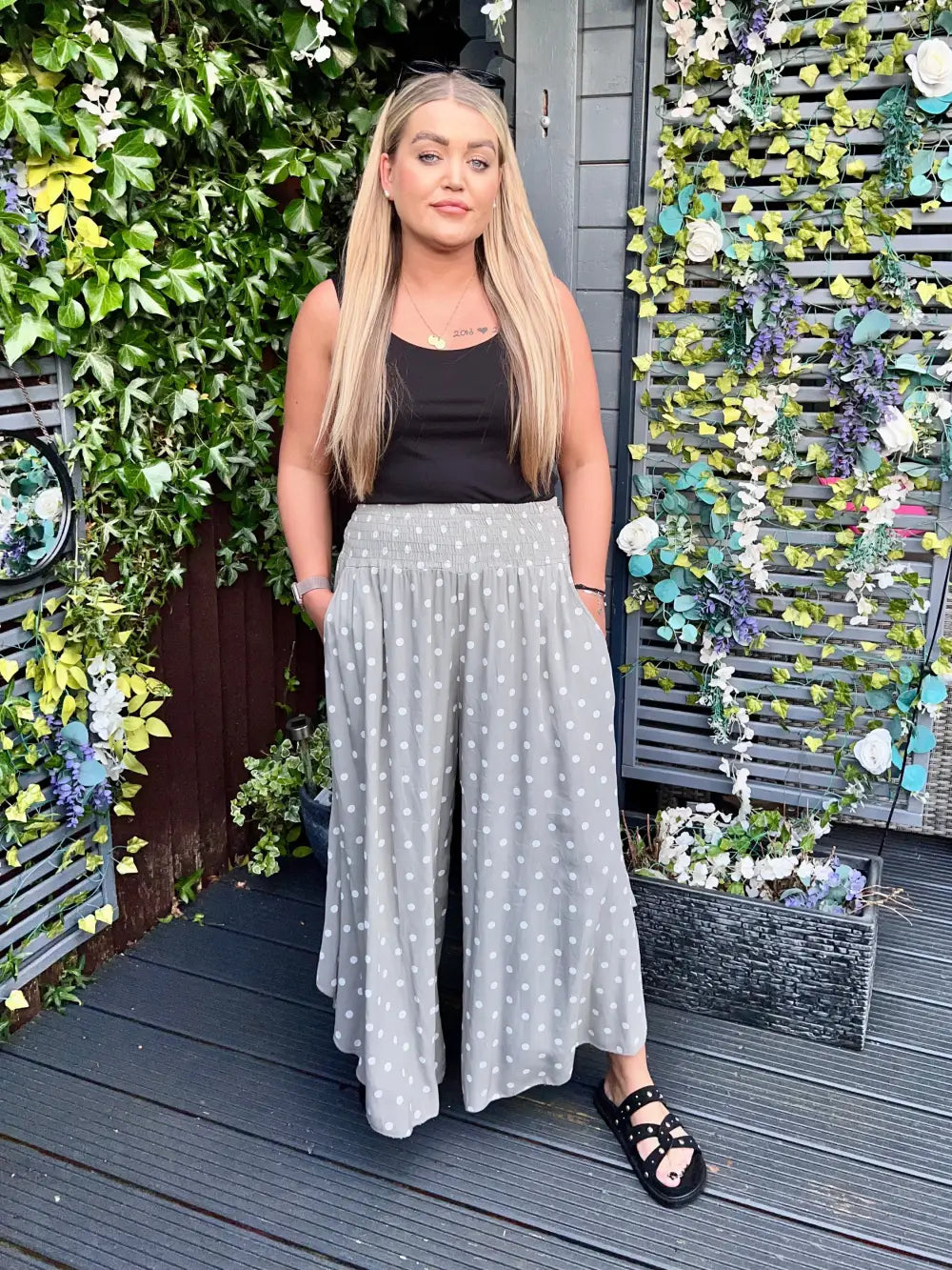 Daryn Spotted Scoop Trousers MOCHA