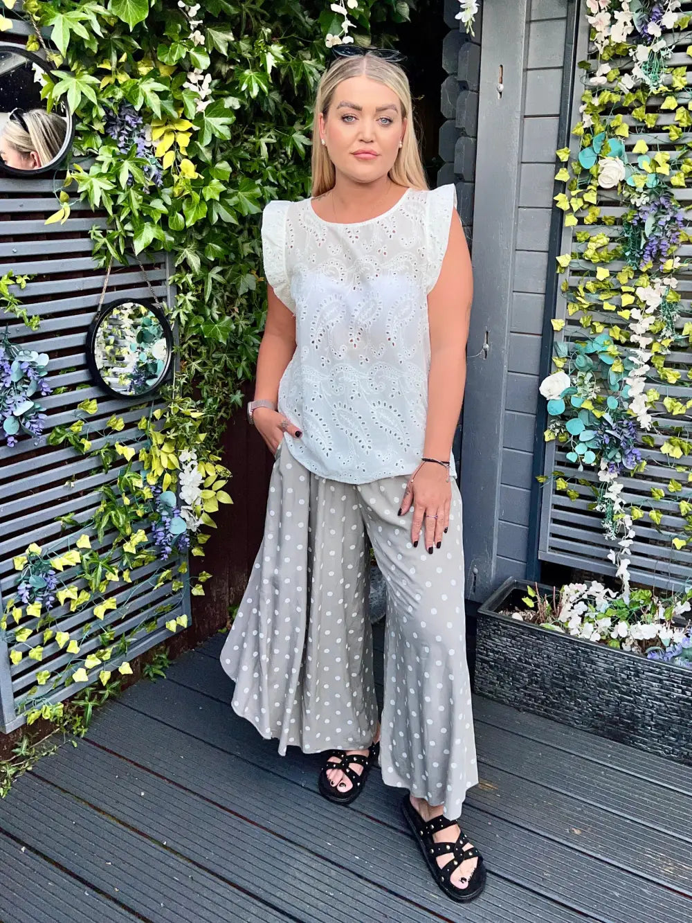 Daryn Spotted Scoop Trousers MOCHA