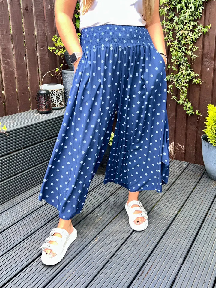 Daryn Spotted Scoop Trousers NAVY