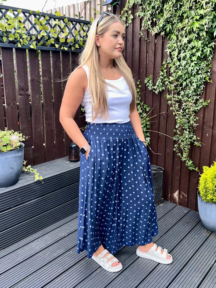 Daryn Spotted Scoop Trousers NAVY