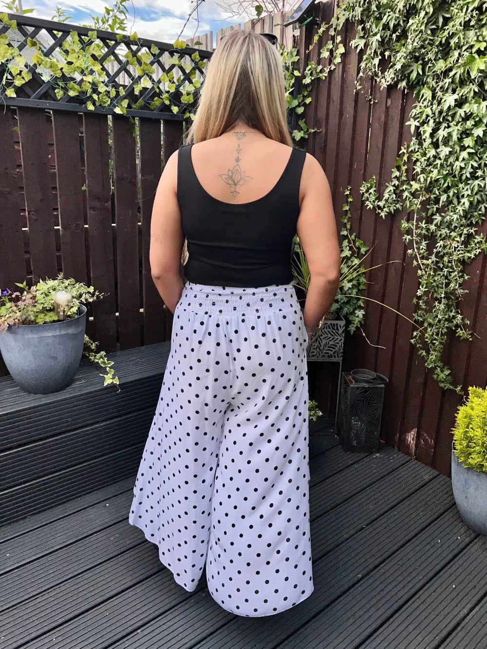 Daryn Spotted Scoop Trousers WHITE
