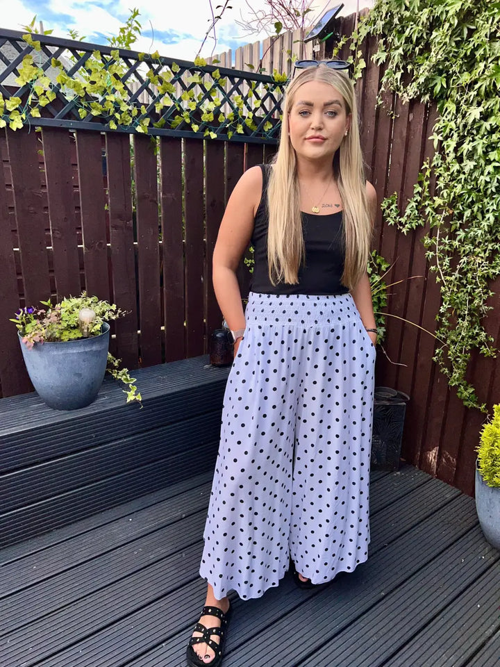 Daryn Spotted Scoop Trousers WHITE