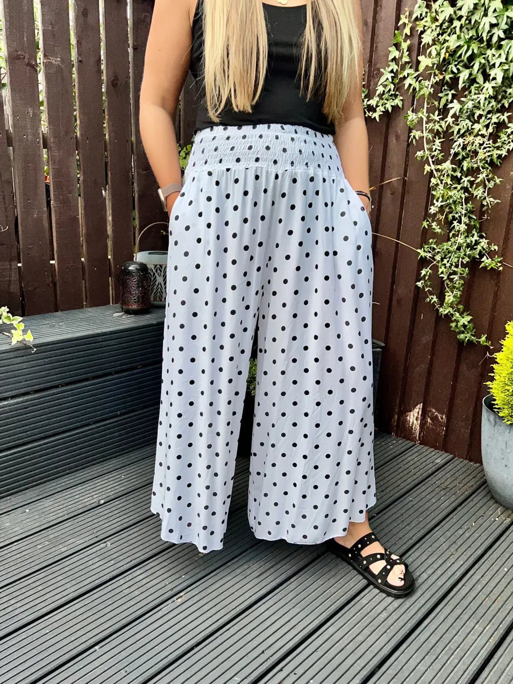 Daryn Spotted Scoop Trousers WHITE