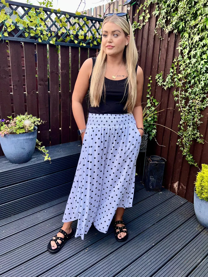 Daryn Spotted Scoop Trousers WHITE