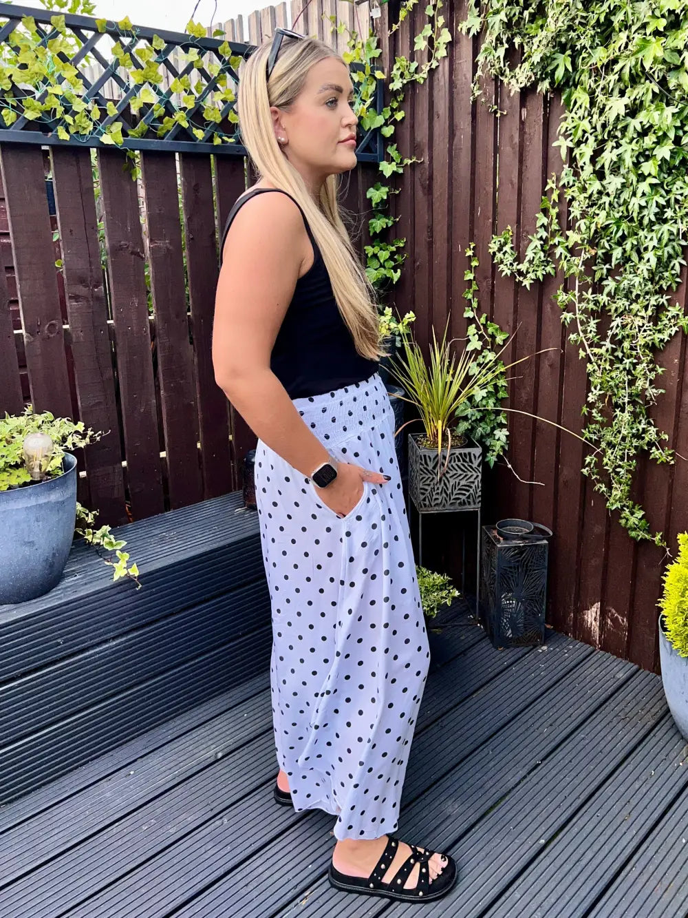 Daryn Spotted Scoop Trousers WHITE