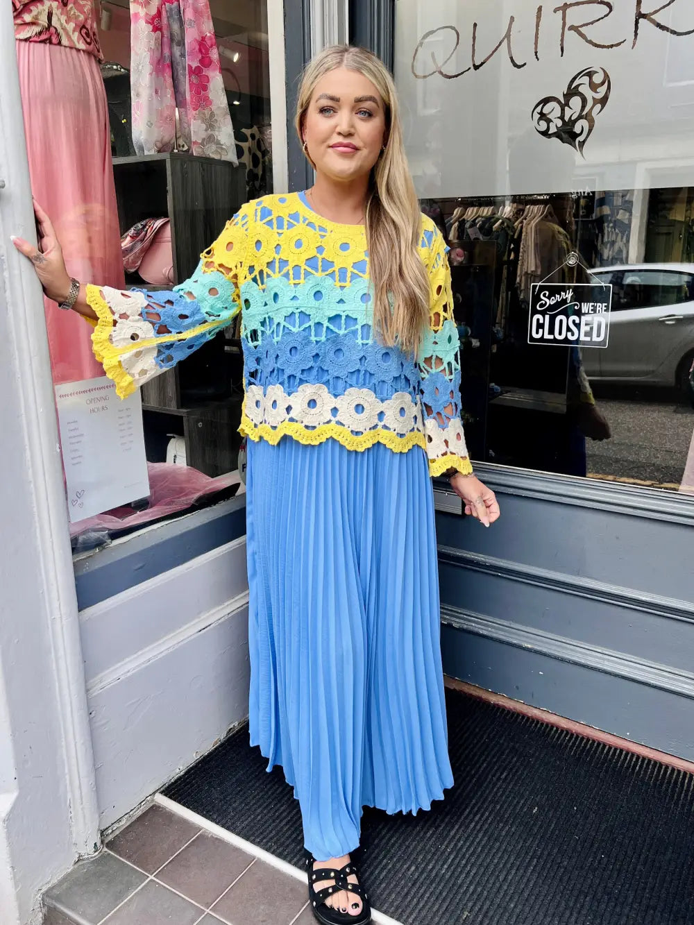 Delilah Multicolour Crochet Top YELLOW