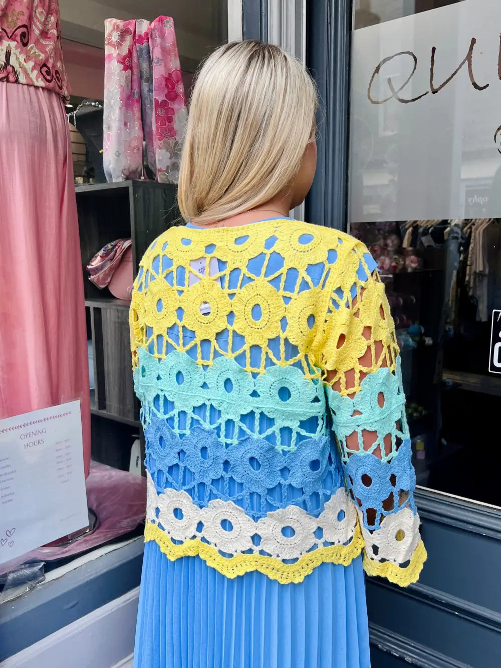 Delilah Multicolour Crochet Top YELLOW