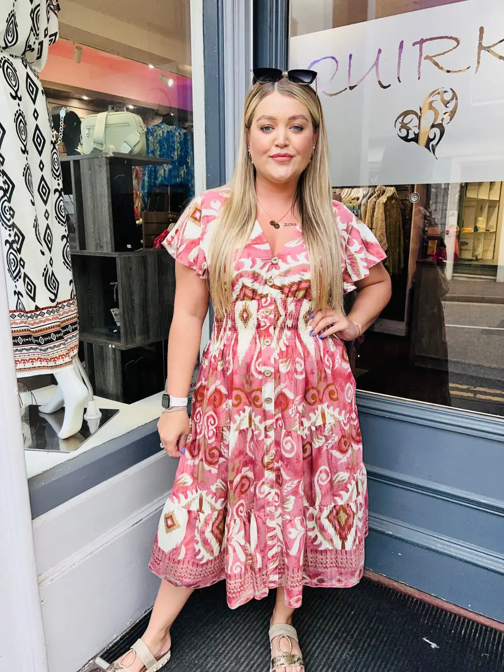 Demi Aztec Midi Dress DUSKY PINK