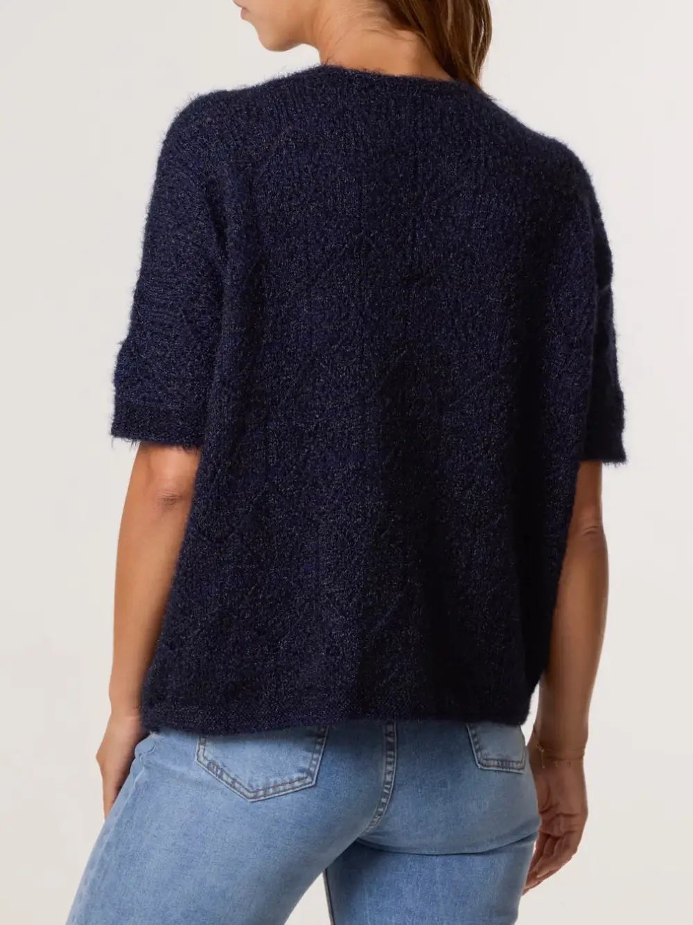 Dova 2 Button Fluffy Cardigan NAVY