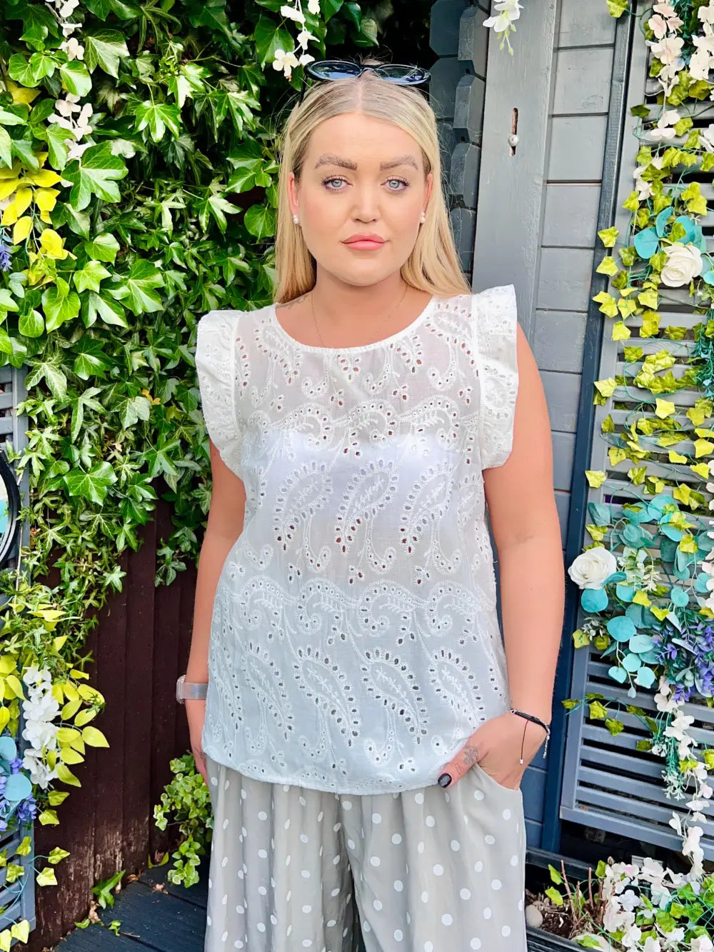 Eaton Patterned Top WHITE