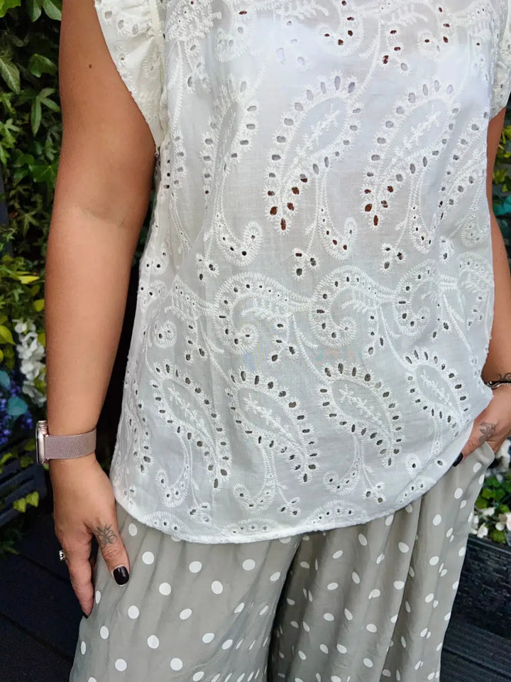 Eaton Patterned Top WHITE