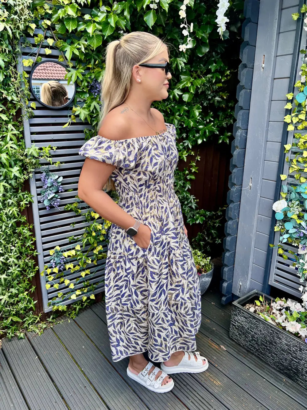 Eden Gold Foil Midi Dress ROYAL
