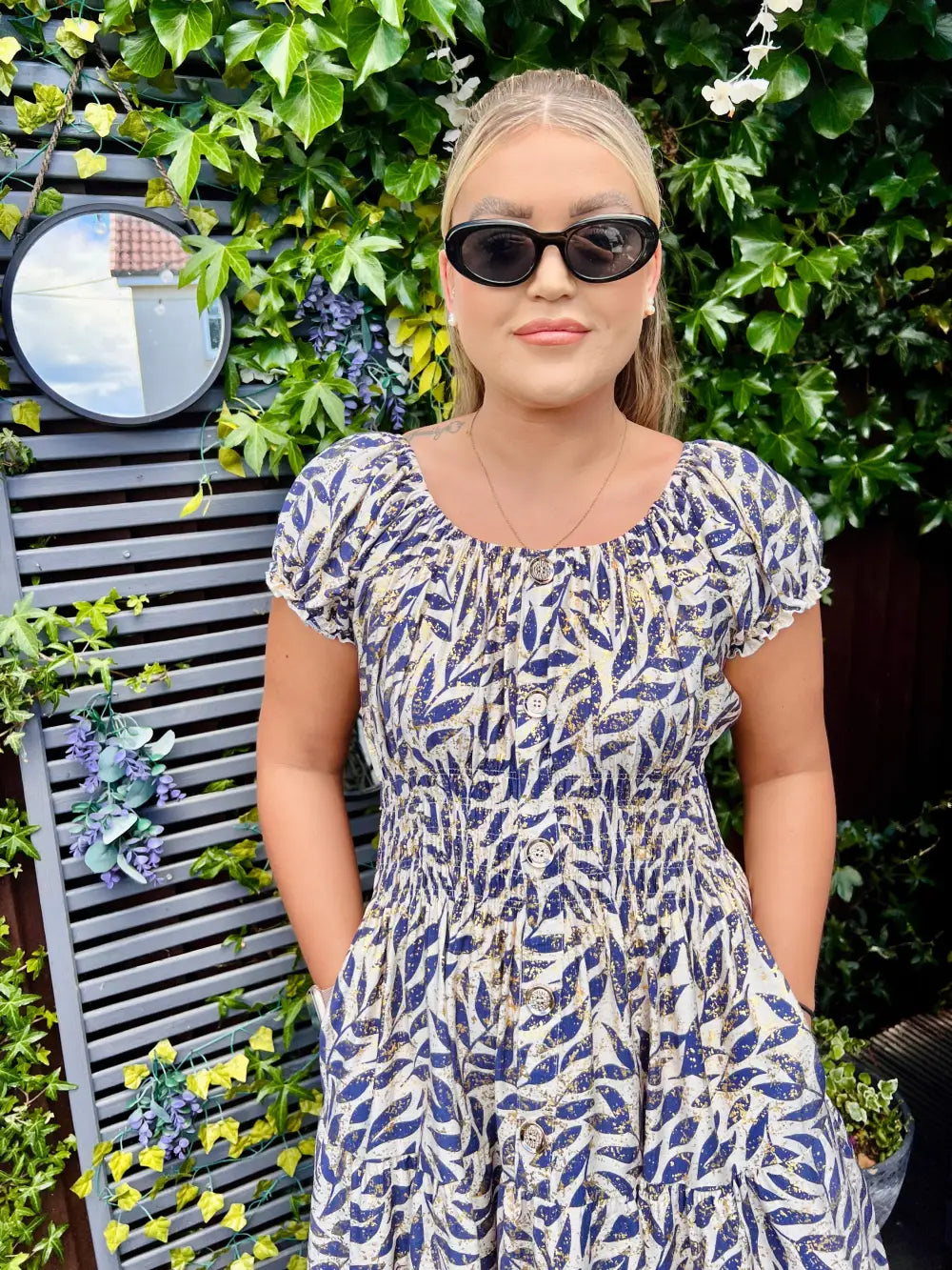 Eden Gold Foil Midi Dress ROYAL