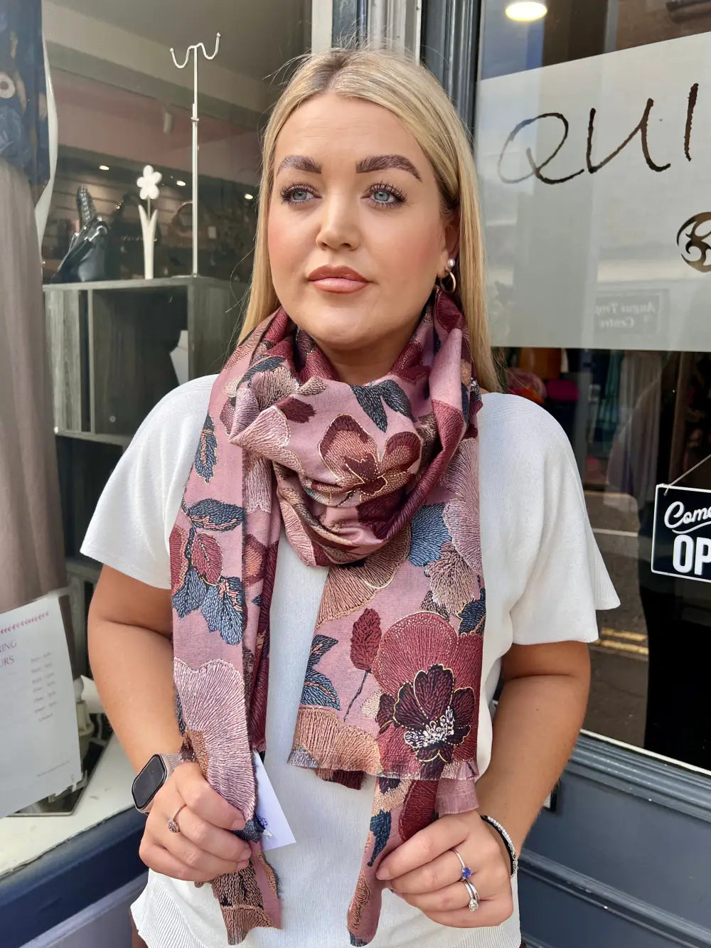 Elegant Flower Scarf DUSKY PINK