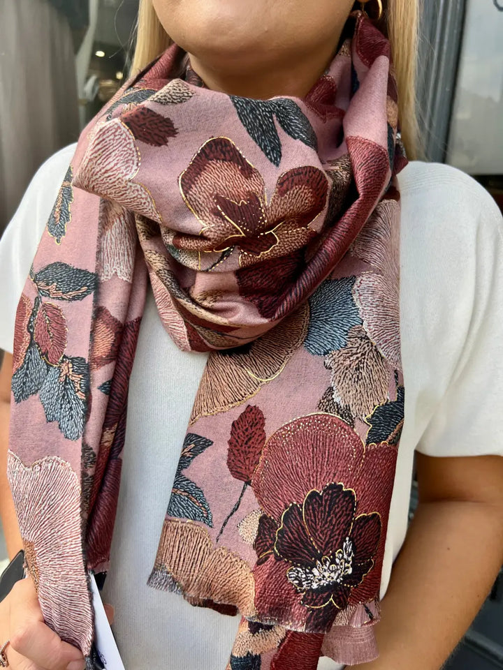 Elegant Flower Scarf DUSKY PINK