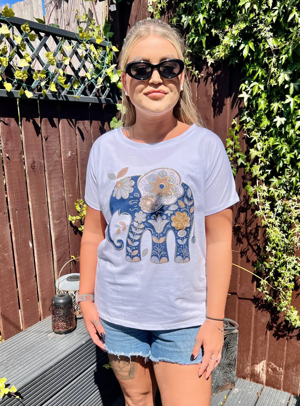 Elephant Embellished TShirt BLUE