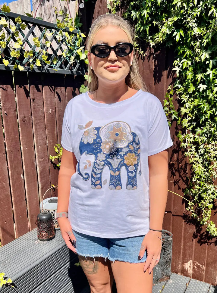 Elephant Embellished TShirt BLUE