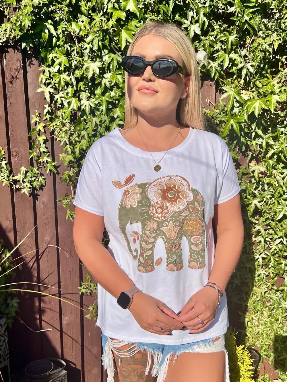 Elephant Embellished TShirt KHAKI