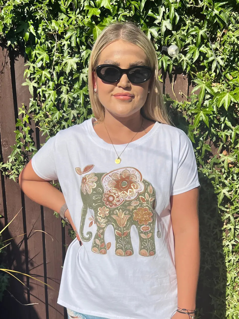Elephant Embellished TShirt KHAKI