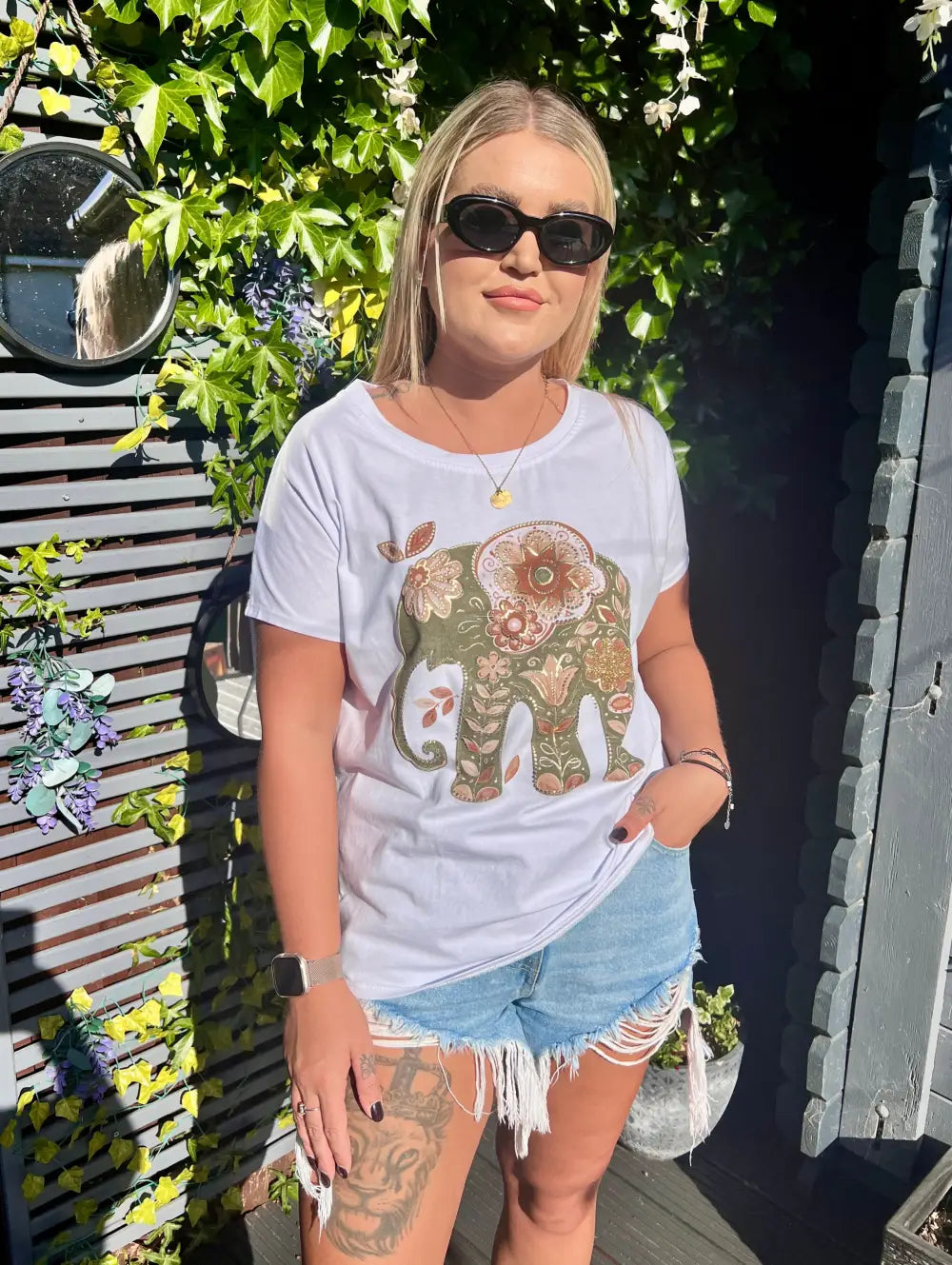Elephant Embellished TShirt KHAKI