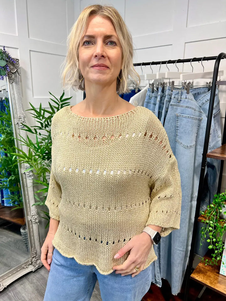 Elma Lurex Knit Jumper GOLD