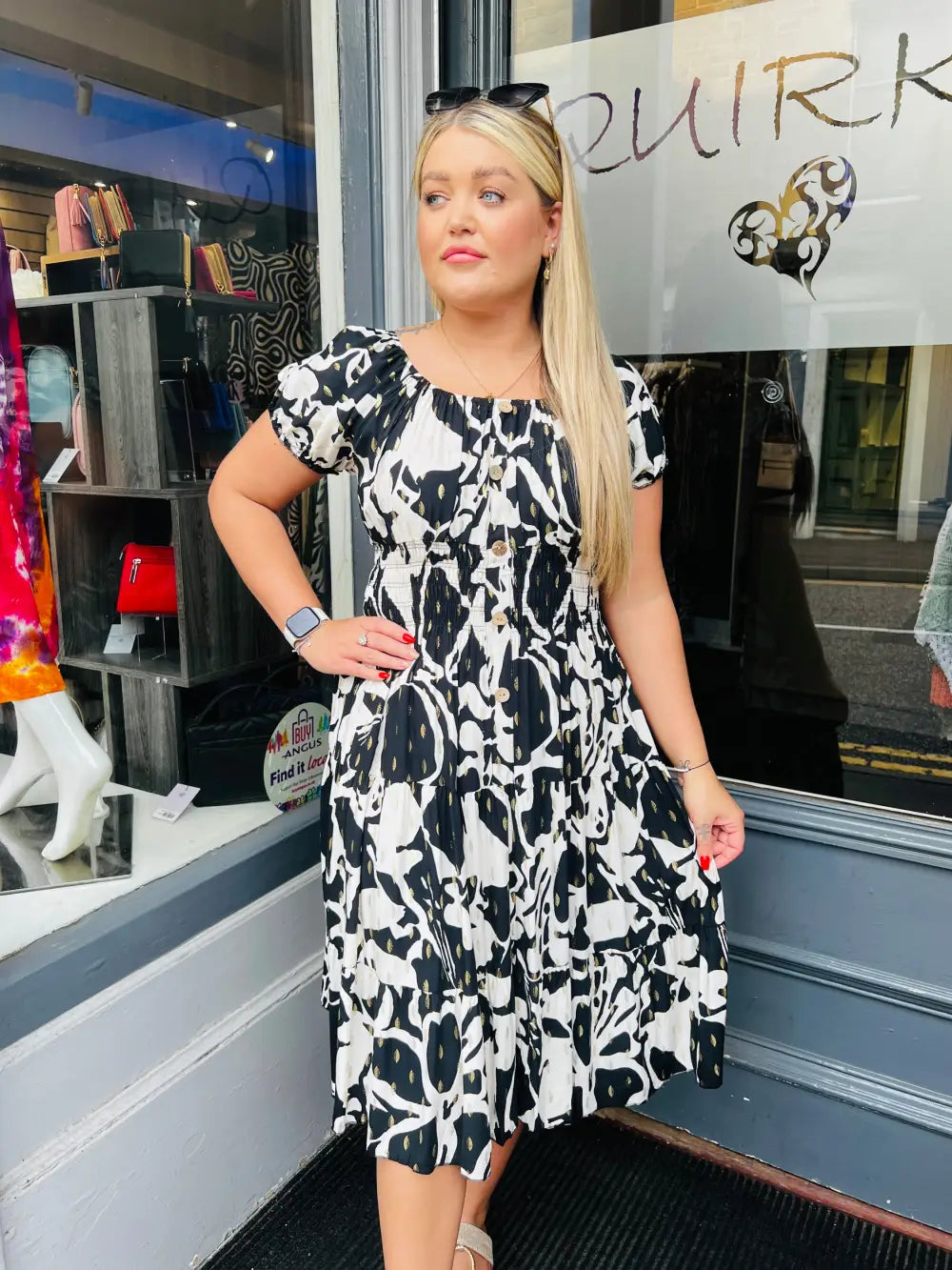 Ember Gold Foil Midi Dress BLACK - Dress