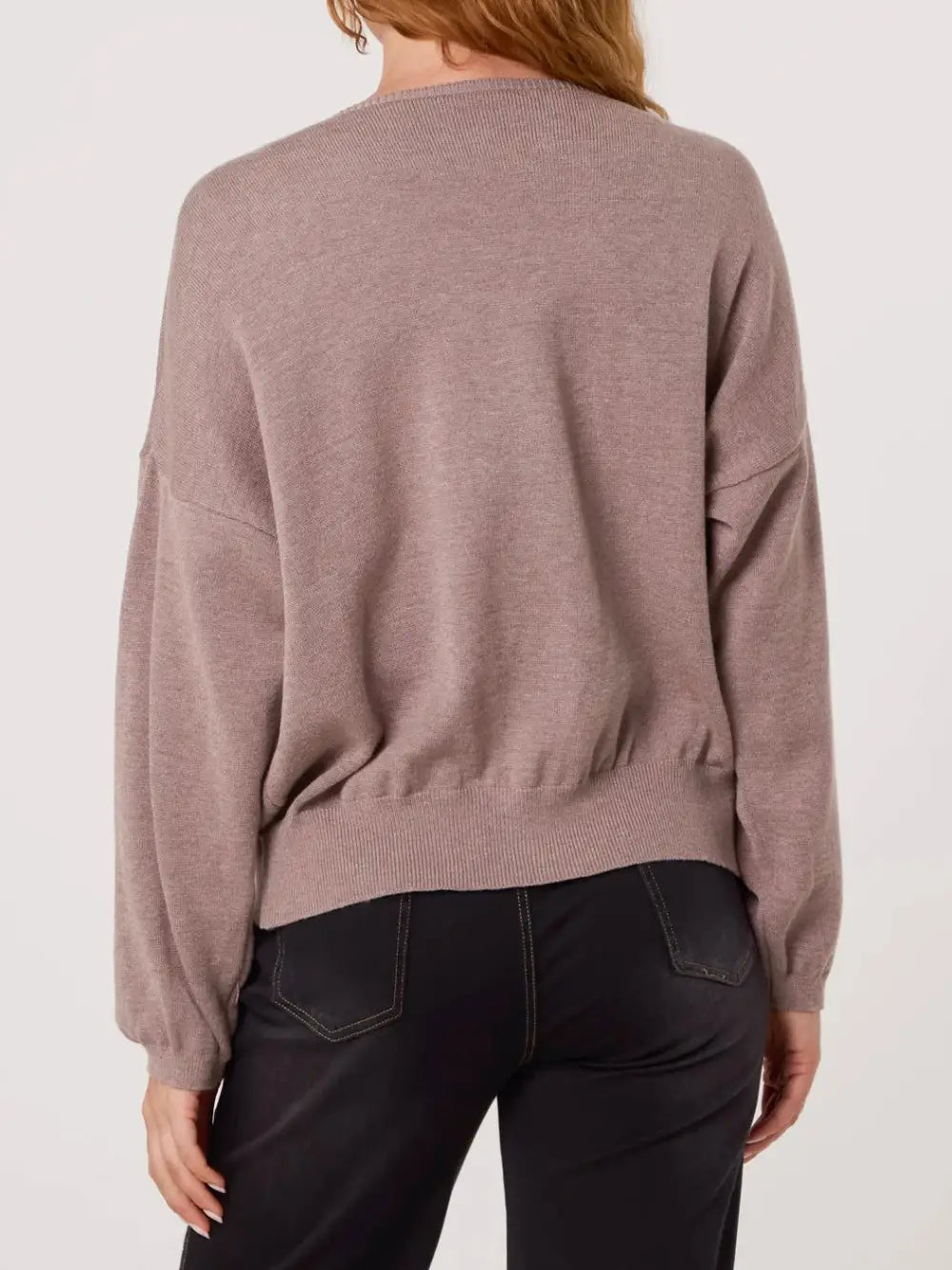 Estelle Gold Brooch Cardigan MOCHA