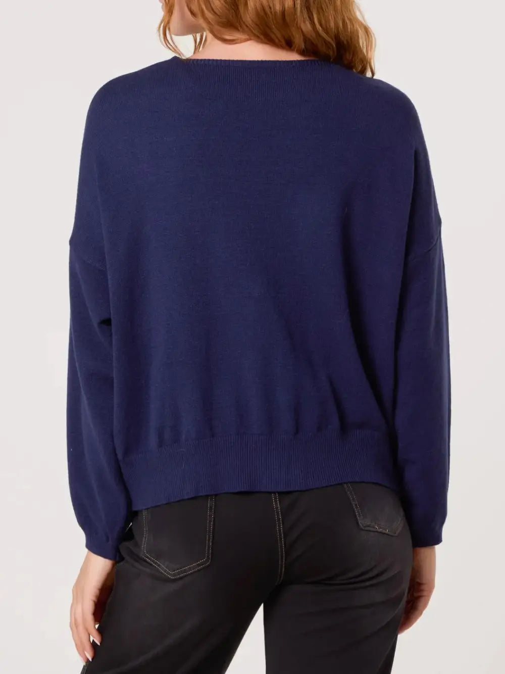 Estelle Gold Brooch Cardigan NAVY Tops